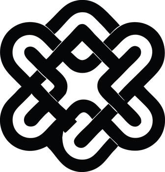 Black interlocking geometric pattern isolated on white background vector