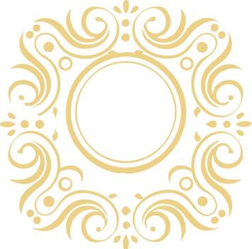 Ornate golden square frame with swirling decorative elements isolated on white background vector