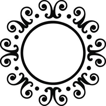 Circular decorative frame with floral scrollwork isolated on white background vector