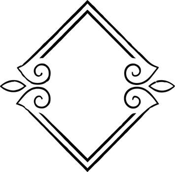 Ornate diamond frame with decorative scrolls isolated on white background vector