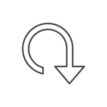 Curved arrow icon indicating a turn or return isolated on white background vector
