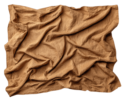 estropeado marrón tela cuadrado con realista sombra y texturizado pliegues, creando natural, orgánico apariencia adecuado para textil diseño o antecedentes utilizar png