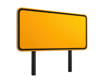 amarelo em branco metal rua placa com Preto fronteira, isolado em transparência fundo, retangular forma, esvaziar espaço para texto, urbano objeto, moderno projeto, adequado para estrada ou tráfego usar png