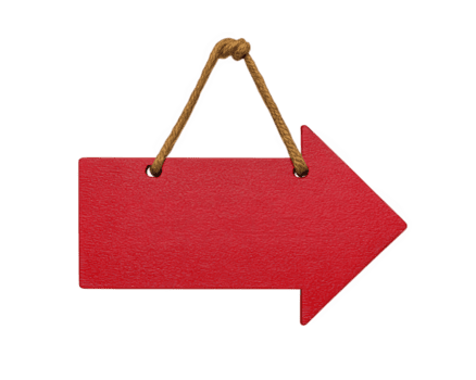 röd pil tecken hängande trä- styrelse rätt riktning isolerat på genomskinlighet bakgrund texturerad yta vägledning navigering tömma Plats för text enkel design klar meddelande png