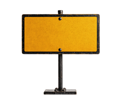 amarillo blanco la carretera firmar con negro borde, aislado en transparencia fondo, metal correo, vacío espacio para texto, urbano objeto, sencillo diseño, concepto de dirección y información png