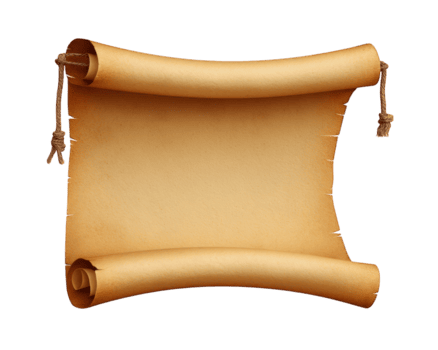 Old scroll blank parchment curled edges vintage paper isolated textured brown ancient empty decorative. Blank scroll with curled edges vintage brown parchment isolated white textured and empty png