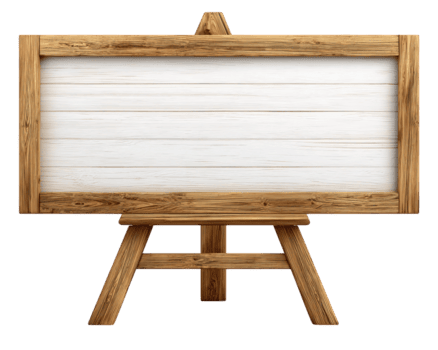 de madeira em branco retangular Painel publicitário com ficar em pé, rústico quadro, branco prancha fundo, esvaziar tabuleta para mensagem, isolado em transparente fundo, adequado para publicidade ou anúncio png