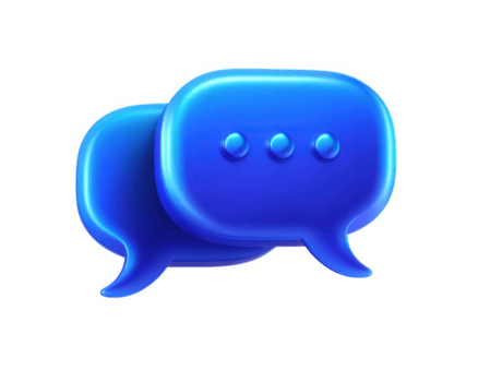 Blue chat bubble icon with three dots, symbolizing messaging and communication, glowing with modern digital style and shadow effect, representing online conversation and interaction png