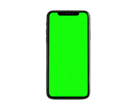 smartphone met groen scherm Scherm, geïsoleerd Aan transparant achtergrond, modern mobiel apparaat, blanco scherm voor model, technologie concept, verticaal oriëntatie, digitaal communicatie png