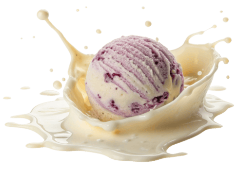 Taro ice cream splashes joyfully in creamy pool, creating delightful scene that captures essence of indulgence and flavor png