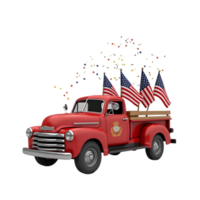patriótico recoger camión celebrar independencia día con clásico americana aislado en transparente antecedentes png