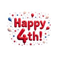 contento 4to de julio festivo globos y estrellas celebracion gráfico aislado en transparente antecedentes png