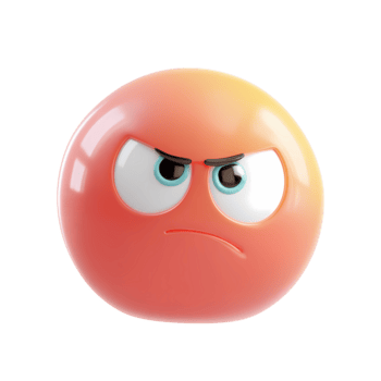 scontroso 3d emoji con un arrabbiato espressione su trasparente sfondo png