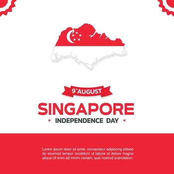 singapore Independence Day Design, minimalist template of August 9th design elements with map in the center, singapore map and flag in the form of poster and banner vector