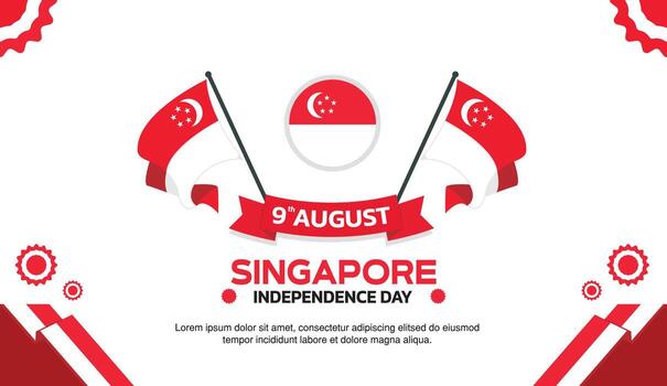 singapore Independence Day Design, minimalist template of August 9th design elements with waving flag in the center, singapore map and flag in poster and banner form vector