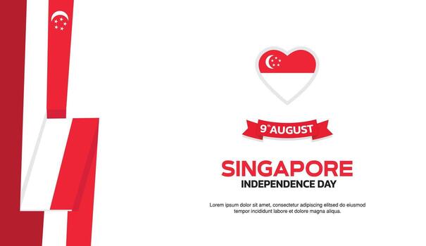 singapore Independence Day Design, minimalist template of August 9th design elements with ribbon on the left side, singapore map and flag in poster and banner form vector