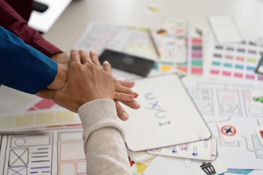 UX and UI Teamwork. Hands-on collaboration on design concepts and user experience. photo