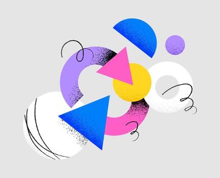 Abstract multicolored composition of doodle elements, shapes vector