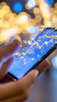 A glowing data stream rising from a smartphone held by a professional in a modern office. Data scientist photo