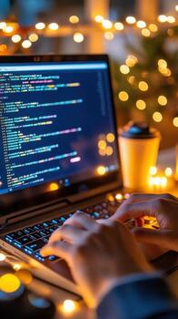Developer at work installing popular Python libraries with data cleaning pipeline in pandas notebook. Data scientist photo