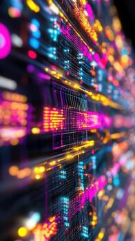 High-tech big data infrastructure wall featuring real-time dashboards, glowing heatmaps, and network diagrams in glass panels. Data scientist photo