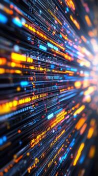 High-tech big data infrastructure wall with real-time dashboards and glowing heatmaps. Data scientist photo