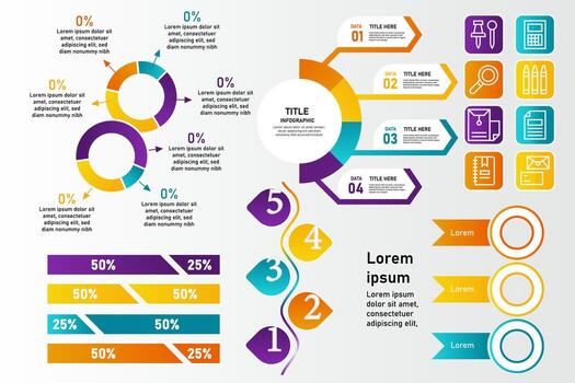 Modern Infographic Template Pack Editable Design for Presentation, Report and Data Visualization vector