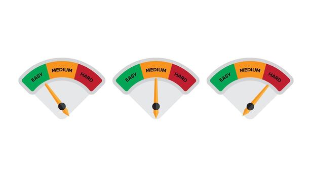 Level Gauge Icon Set Showing Low to High, Meter Scale for Rating, Feedback or Energy Levels vector