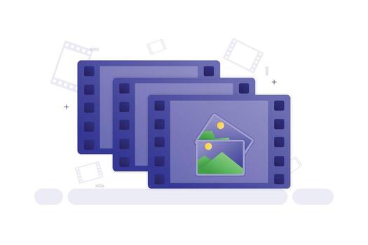 Digital Filmstrips with Image Icon, Animation Editing and Media Concept vector