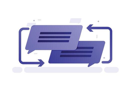 Illustration of Speech Bubbles with Arrows Representing Digital Communication and Message Exchange vector