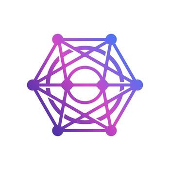 resumen blockchain símbolo con conectado puntos y polígono. futurista red geometría logo diseño. vector