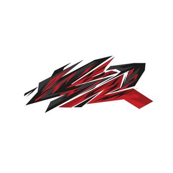 moderno camioneta librea diseño modelo con agudo angular patrones en rojo, negro, y blanco colores. vector