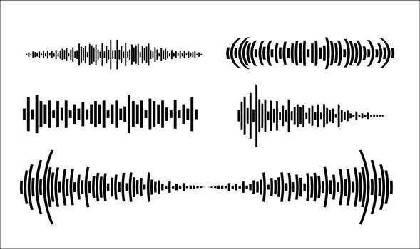 Sound waves, Waveform pattern for music player vector