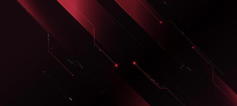 Cyber security. Red Circuit Network Connections On Black Background vector