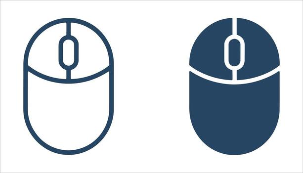 Computer Mouse Icon Set in Outline and Solid Style for UI UX and Web Design vector
