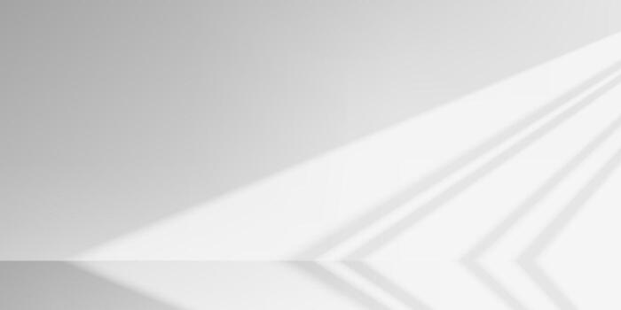 Sunlight casts soft shadows on white wall and floor. Minimal room interior with podium and window overlay. Abstract 3D backdrop for product mockup. Light and airy display template. vector