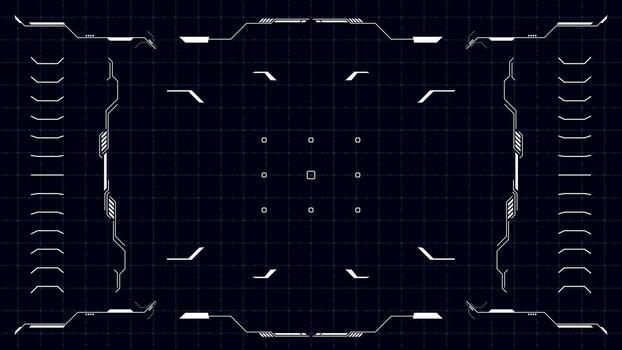 cyber HUD display, helmet or robot view, drone view screen with screen elements in digital grid with dark background banner template vector