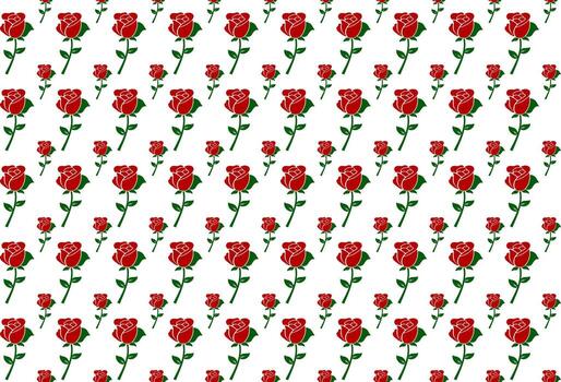 rojo Rosa floral sin costura modelo antecedentes con blanco fondo para tela, fondo de pantalla, envase papel y romántico diseño proyectos vector