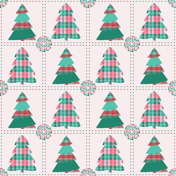 Patchwork Buffalo Check Spruce Seamless Pattern vector