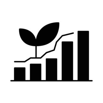 Growth Chart with Plant Symbolizing Development and Progress in Business vector