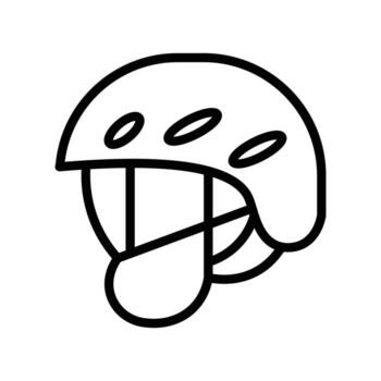Simple Outline of a Helmet Character with Curious Expression and Tongue Out vector