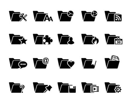 Set of file and folder icons for website and graphic designing project.s vector