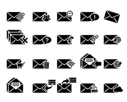 Set of emails icons for graphic design and website development. vector