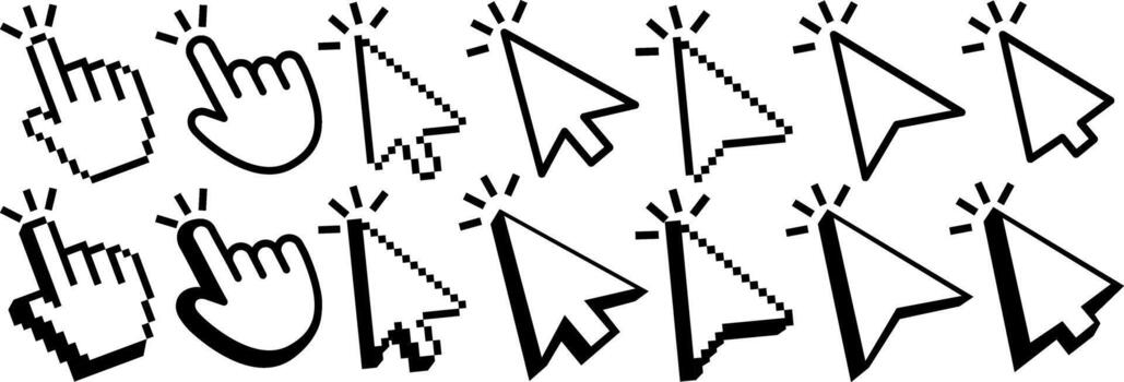 Set of mouse click cursors vector