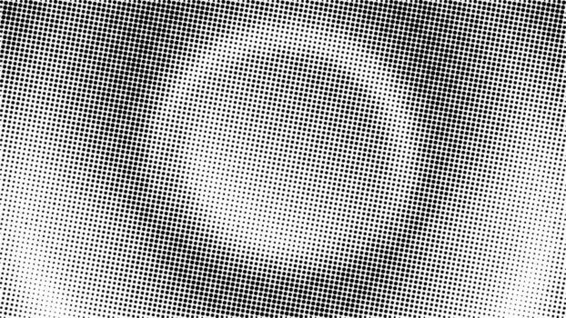 Abstract background with a textured swirling pattern created by varying sizes and densities of black dots. vector