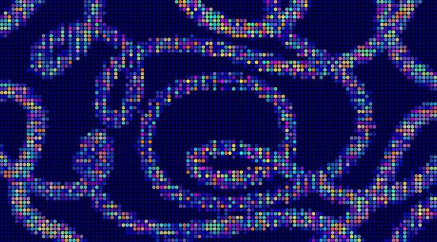 Abstract background with multicolored halftone dots on a dark blue. The dotted design creates a modern and abstract impression blending technology with art. vector