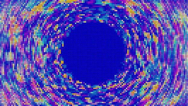 Abstract background with swirling concentric rings of colorful small dots vector