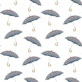 sin costura modelo con pulcramente arreglado tartán paraguas limpiar y mínimo otoño temática diseño con suave textura. genial para embalaje, envase papel, otoño huellas dactilares y acogedor estacional papelería vector