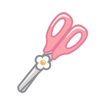 Charming pink scissors adorned with a vibrant flower design, perfect for crafting enthusiasts. Their playful aesthetic adds a delightful touch to any creative project, making cutting tasks enjoyable vector