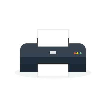 impresora icono en blanco antecedentes con un blanco sábana de papel en blanco antecedentes vector